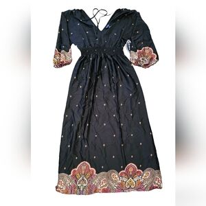 scoop women's pleated floral midi dress with handkerchief hem Scoop Pink Women's Pleated Floral Midi Dress Handkerchief Hem Plus Size XXL  20